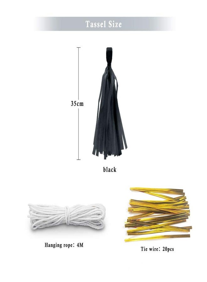 Binpeng Tissue Paper Tassel DIY Hanging Paper Decorations Party Garland for Party, Wedding, Festival, Baby Shower - 20PCS (Black Tassel 35CM) - Image 2